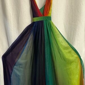 Luxxel Colorful Chiffon Rainbow Maxi Dress
